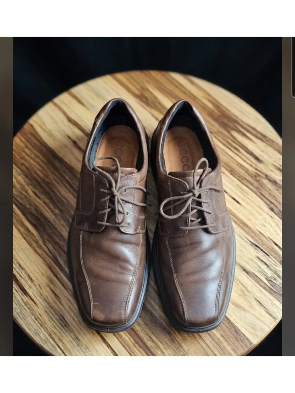 Ecco Brown Leather Bike Toe Lace Oxford Comfort Shoe Men EU 46  US 12/12.5